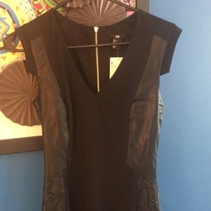 Black and leather dress